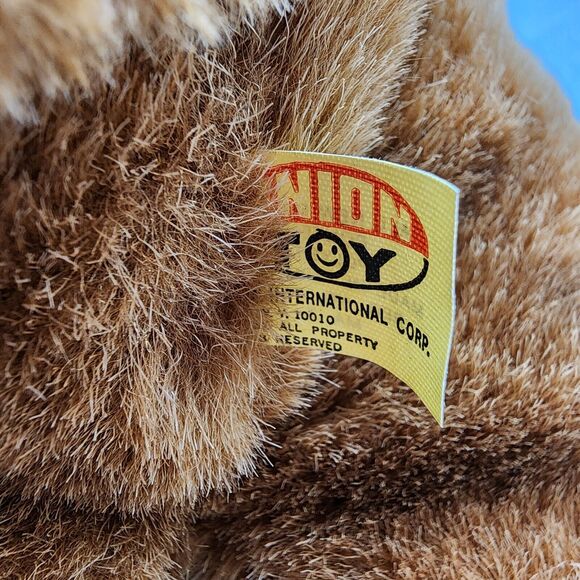 Vtg Union Toy Brown Dog Plush 15" Big Feet Floppy Fuzzy Ears Leather Nose 80s - Picture 10 of 13